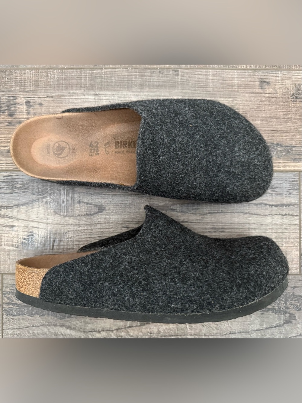 Birkenstock Amsterdam Wool Clog in Charcoal Gray - Anthracite 42/11 - Picture 2 of 10